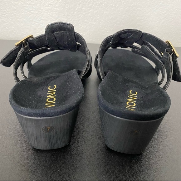 Vionic Triple Adjustable Strap Wedge Sandals Radia Slip On Slides Like New - Picture 6 of 12